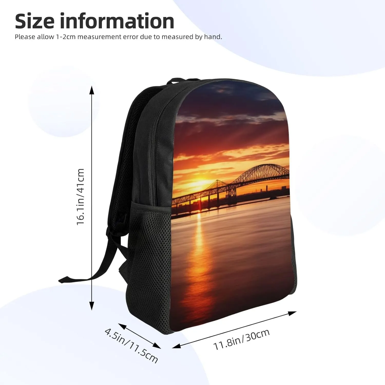 Laptop Backpack 16.1 Inch with Compartment Bridge and Sunset Laptop Bag Lightweight Casual Daypack for Travel