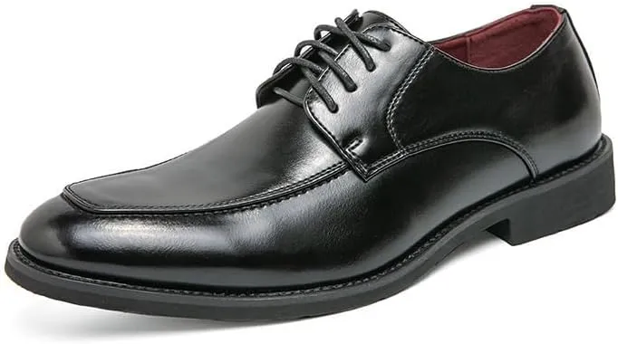 Leather Men's Dress Shoes Classic Lace-up Low Derby Oxfords Shoes for Men Pointed Toe Business Wedding Derby Shoes