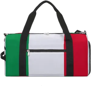 Lightweight Italian Flag Duffel Bag for Boys Girls with Wet Pocket Gym Tote