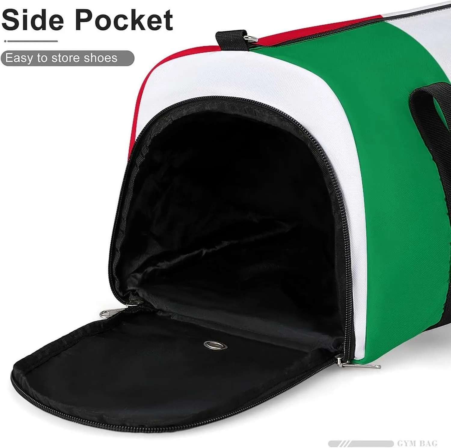 Lightweight Italian Flag Duffel Bag for Boys Girls with Wet Pocket Gym Tote