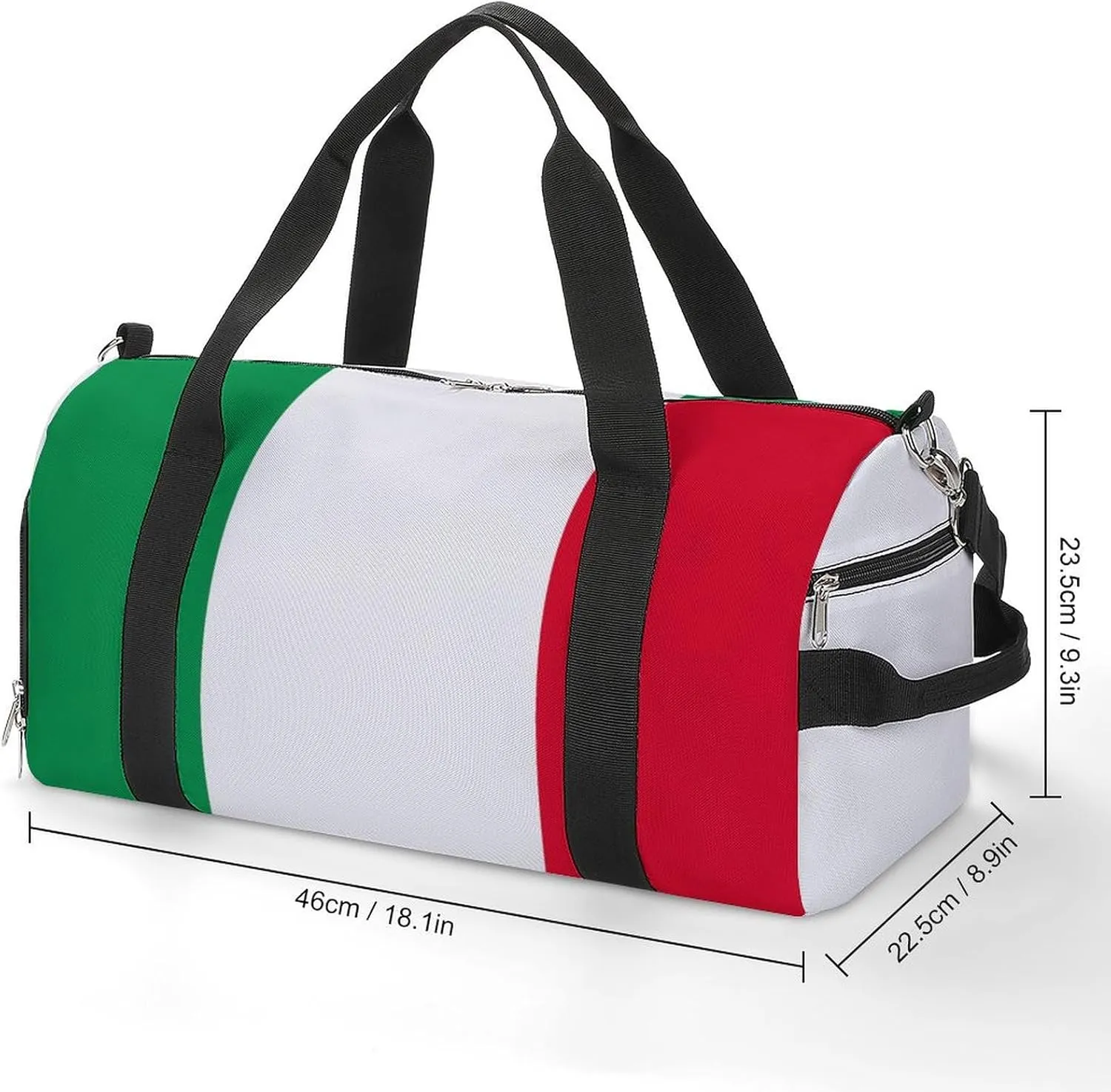 Lightweight Italian Flag Duffel Bag for Boys Girls with Wet Pocket Gym Tote