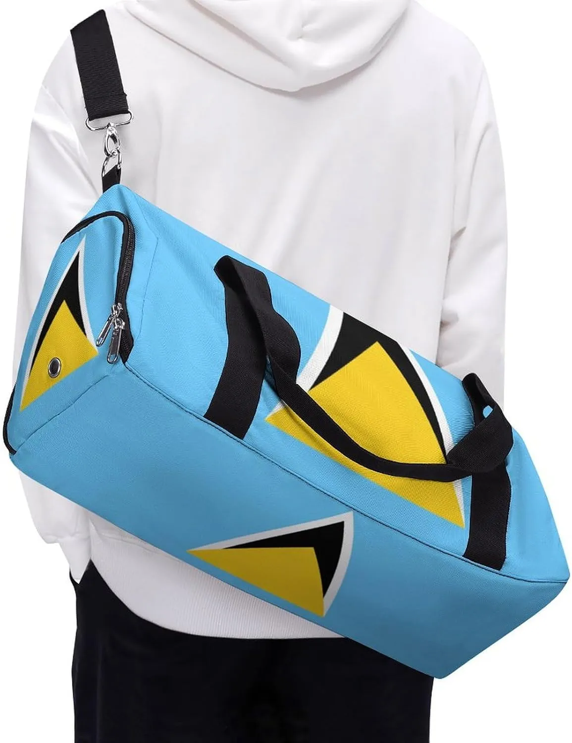 Lightweight Saint Lucia Flag Duffel Bag for Boys Girls with Wet Pocket Gym Tote
