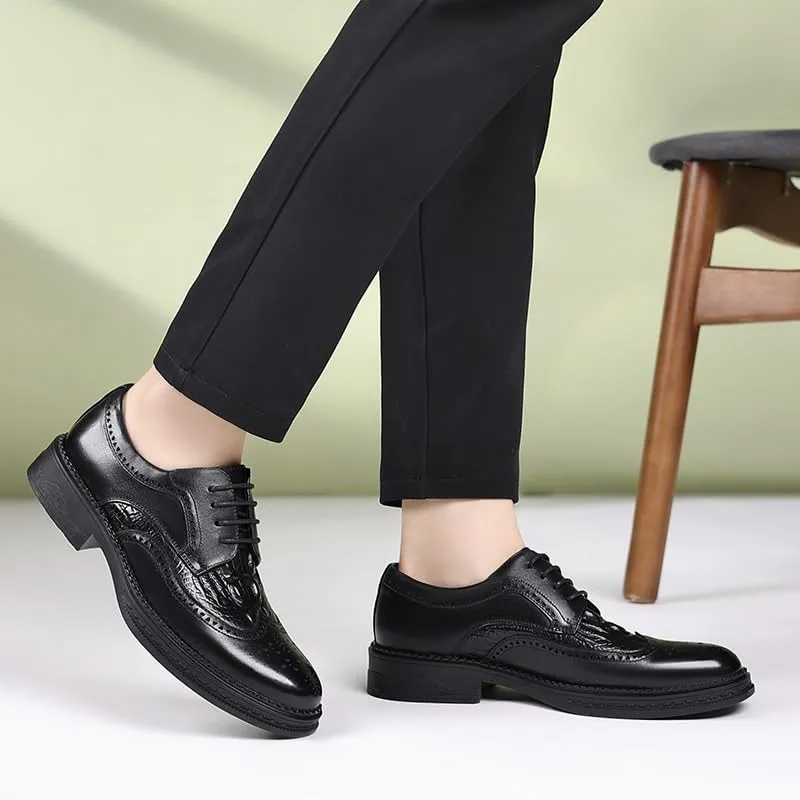 Luxury Plain Toe Derby Shoes for Men Polished Finish Corporate Meetings Black Tie Events Air-Cushioned Comfort System