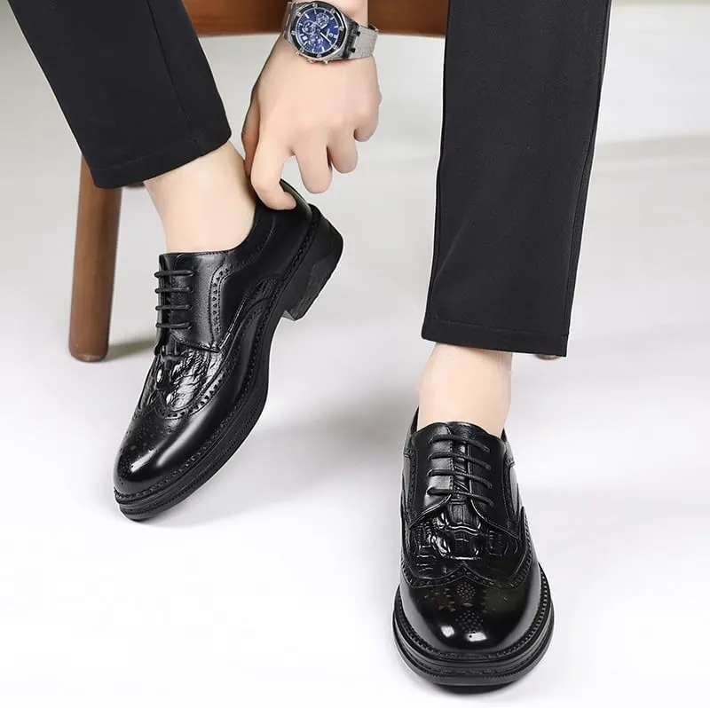Luxury Plain Toe Derby Shoes for Men Polished Finish Corporate Meetings Black Tie Events Air-Cushioned Comfort System