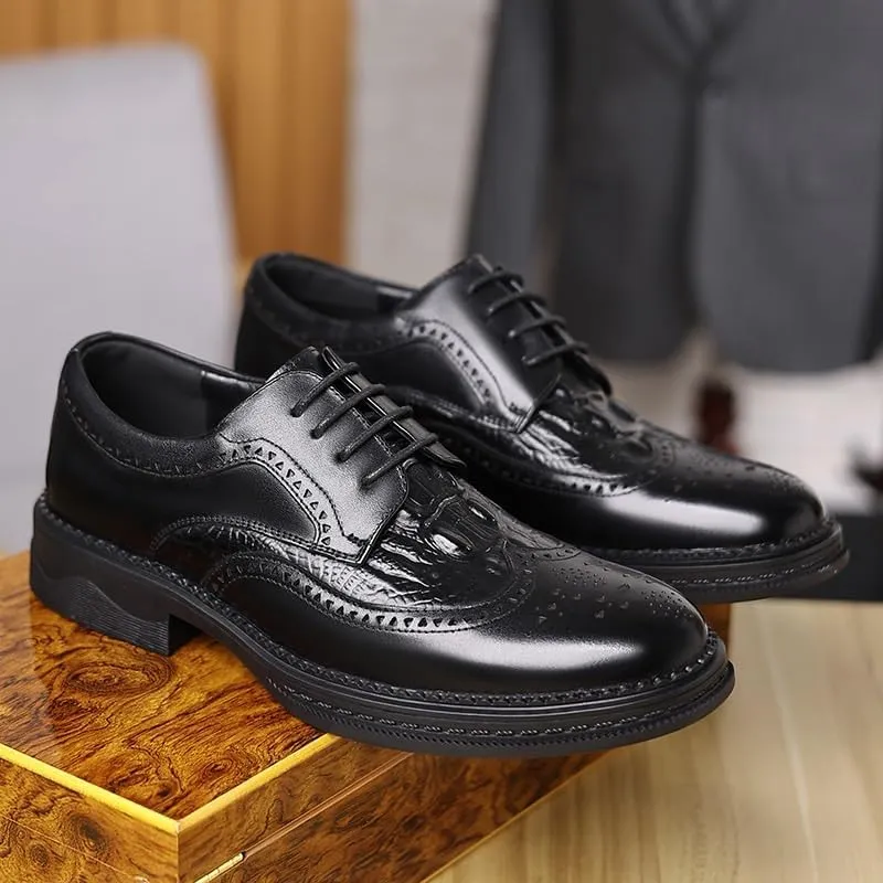 Luxury Plain Toe Derby Shoes for Men Polished Finish Corporate Meetings Black Tie Events Air-Cushioned Comfort System
