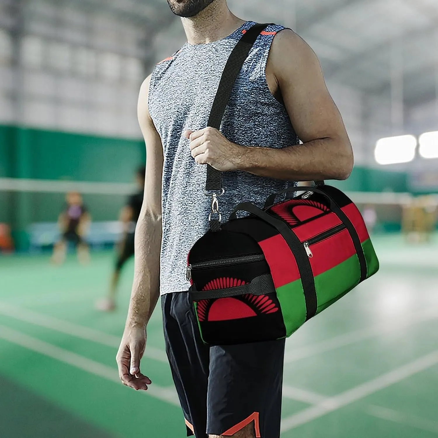 Malawi Flag Gym Bag for Boys Girls with Shoe Compartment Travel Overnight