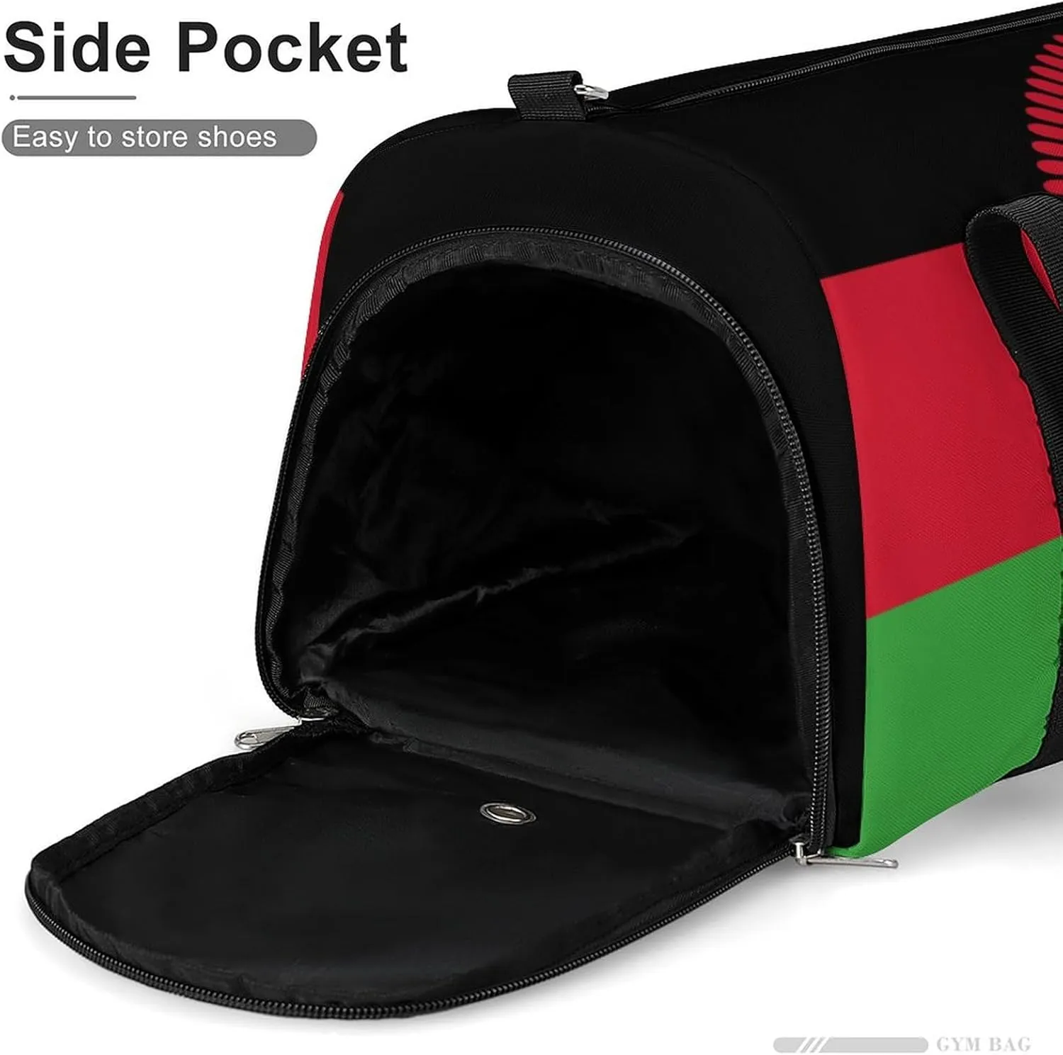 Malawi Flag Gym Bag for Boys Girls with Shoe Compartment Travel Overnight