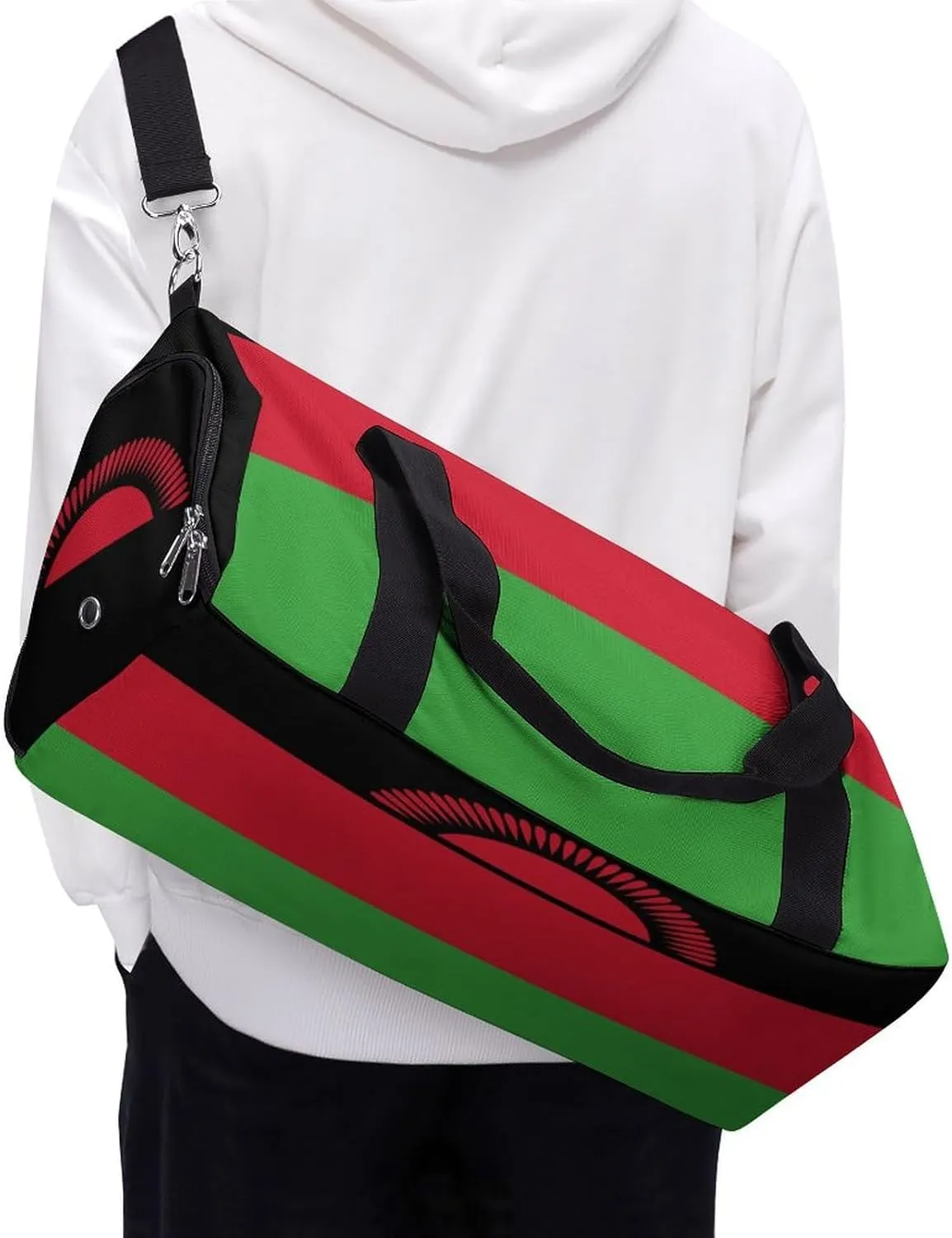Malawi Flag Gym Bag for Boys Girls with Shoe Compartment Travel Overnight