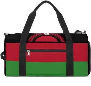 Malawi Flag Gym Bag for Boys Girls with Shoe Compartment Travel Overnight