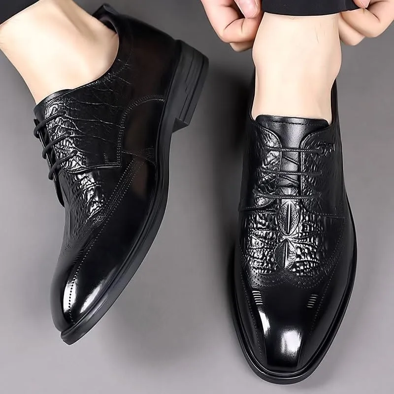 Men's Breathable Leather Wingtip Classic Lace Up Formal Tuxedo Derby Shoes