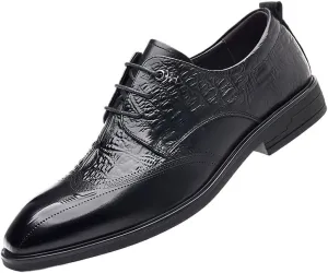 Men's Breathable Leather Wingtip Classic Lace Up Formal Tuxedo Derby Shoes