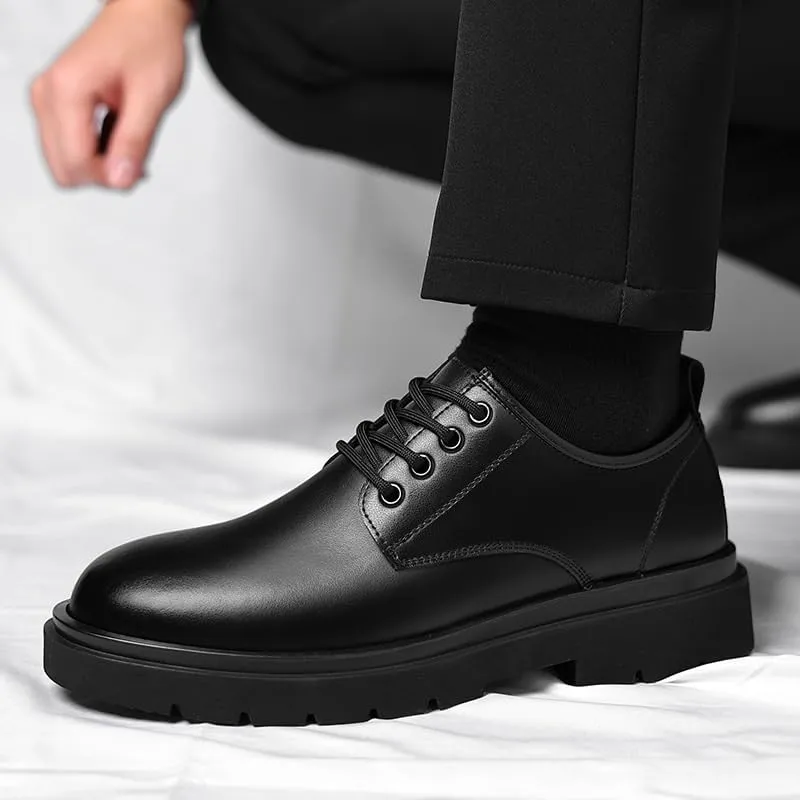 Men's Brogue Oxfords Shoes Mens Genuine Leather Platform Dress Shoes Classic Lace-up Tuxedo Derby Shoes(7)