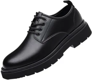 Men's Brogue Oxfords Shoes Mens Genuine Leather Platform Dress Shoes Classic Lace-up Tuxedo Derby Shoes(7)