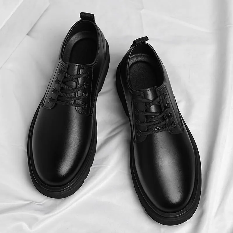 Men's Brogue Oxfords Shoes Mens Genuine Leather Platform Dress Shoes Classic Lace-up Tuxedo Derby Shoes(7)
