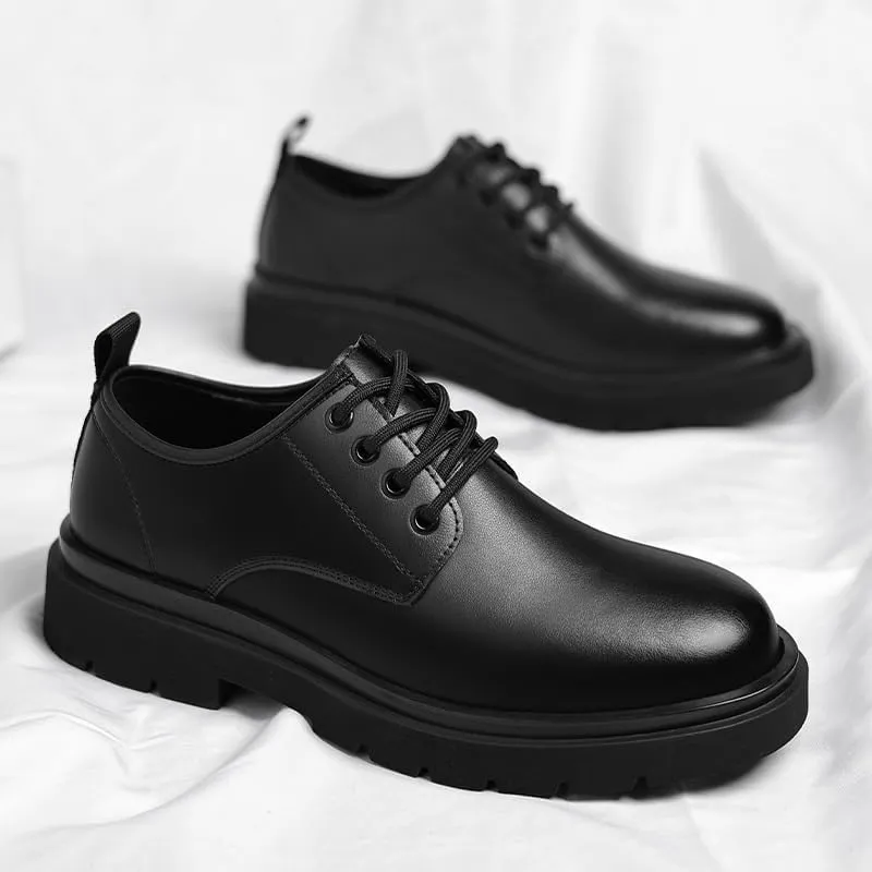 Men's Brogue Oxfords Shoes Mens Genuine Leather Platform Dress Shoes Classic Lace-up Tuxedo Derby Shoes(7)