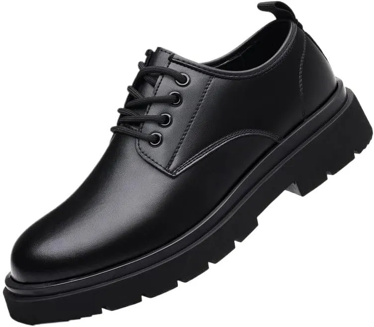 Men's Brogue Oxfords Shoes Mens Genuine Leather Platform Dress Shoes Classic Lace-up Tuxedo Derby Shoes(7)
