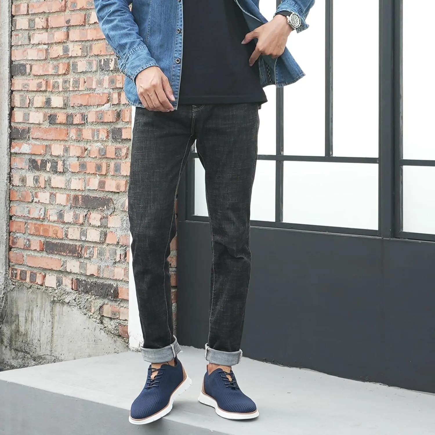 Men's Casual Dress Oxfords Sneakers Business Mesh Breathable Lightweight Walking Shoes Tennis Comfortable