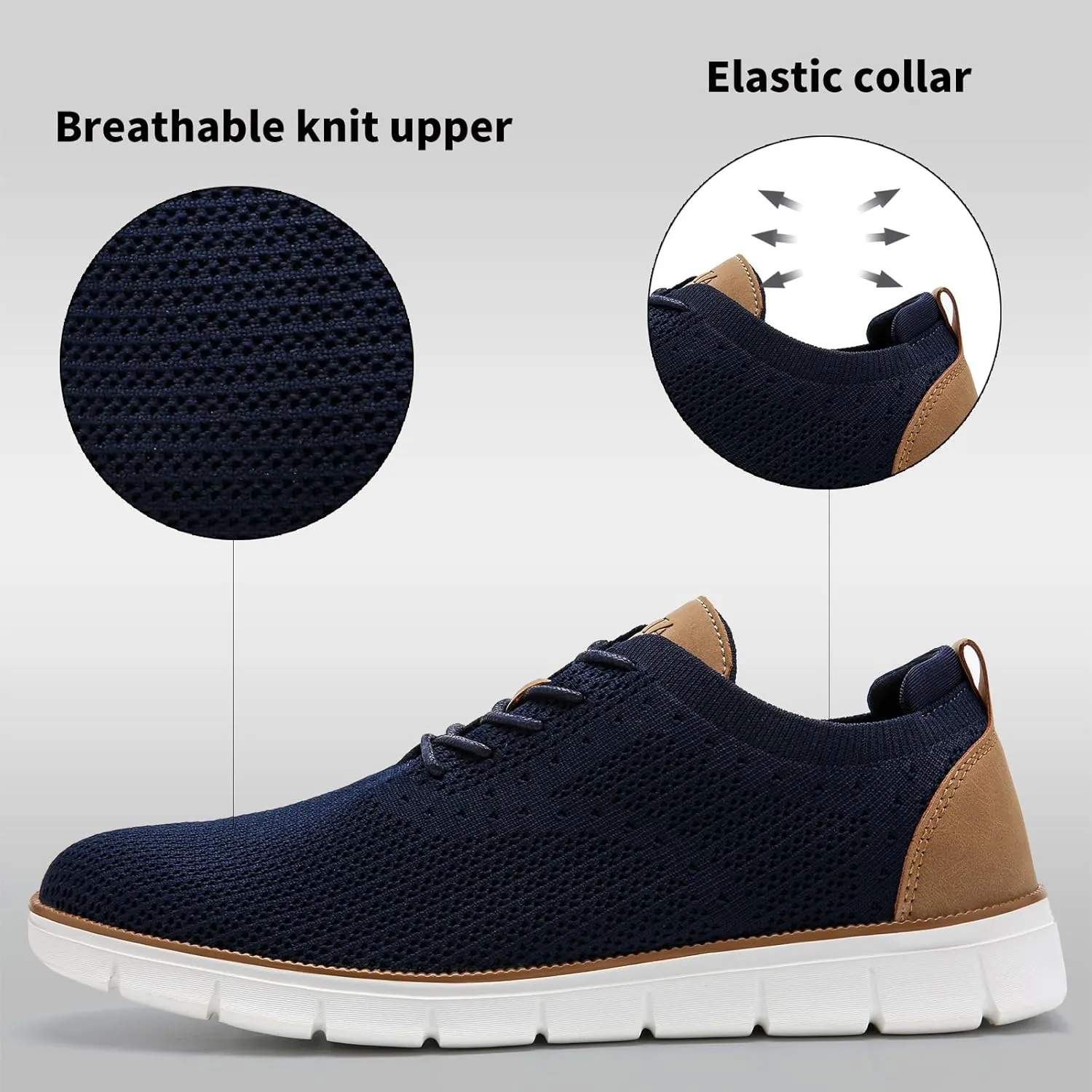 Men's Casual Dress Oxfords Sneakers Business Mesh Breathable Lightweight Walking Shoes Tennis Comfortable