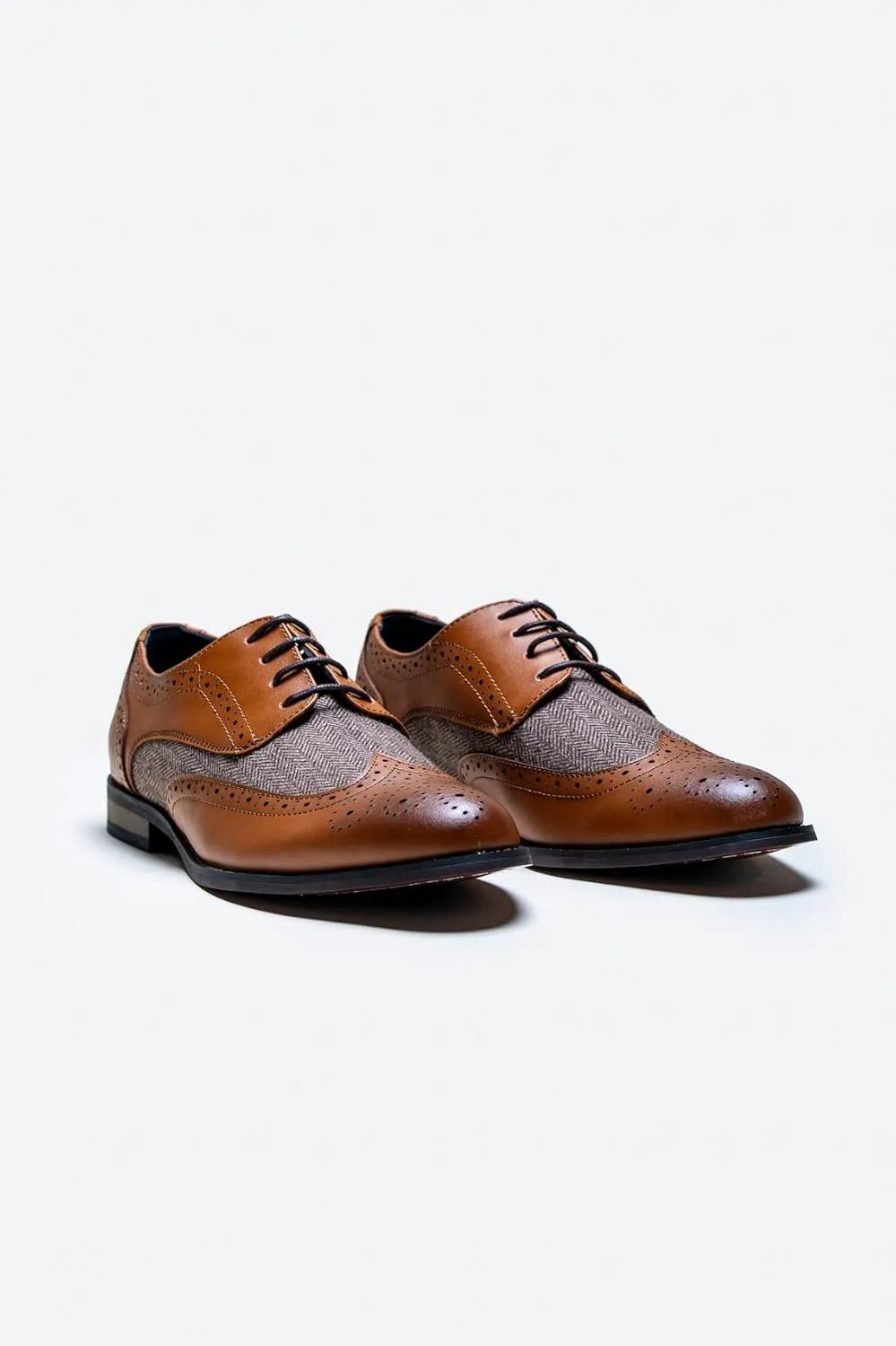 Men’s Derby Lace Up Wedding Brogue and Herringbone Dress Shoes