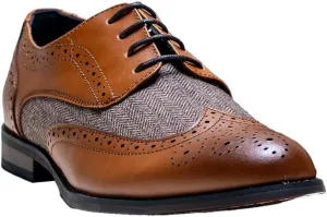 Men’s Derby Lace Up Wedding Brogue and Herringbone Dress Shoes