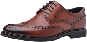 Men's Dress Oxford Shoes Classic Lace Up Uniform Breathable Calfskin Leather Non Slip Low Top Anti-Slip Shoe for Business Office Party Wedding