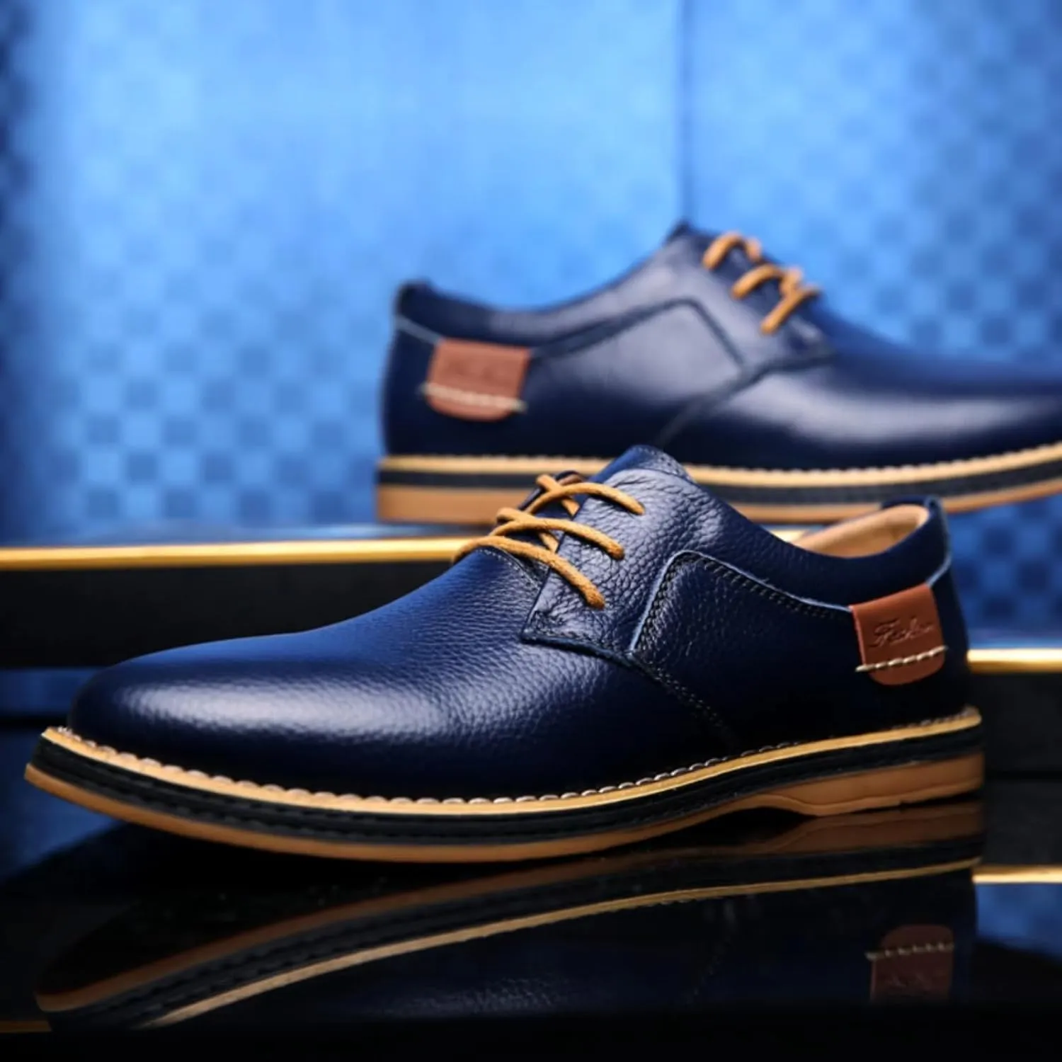 Mens Genuine Leather Lace Up Oxfords Classic Wing Tips Dress Shoes Casual Luxury Business Work Office Retro Derby Shoes