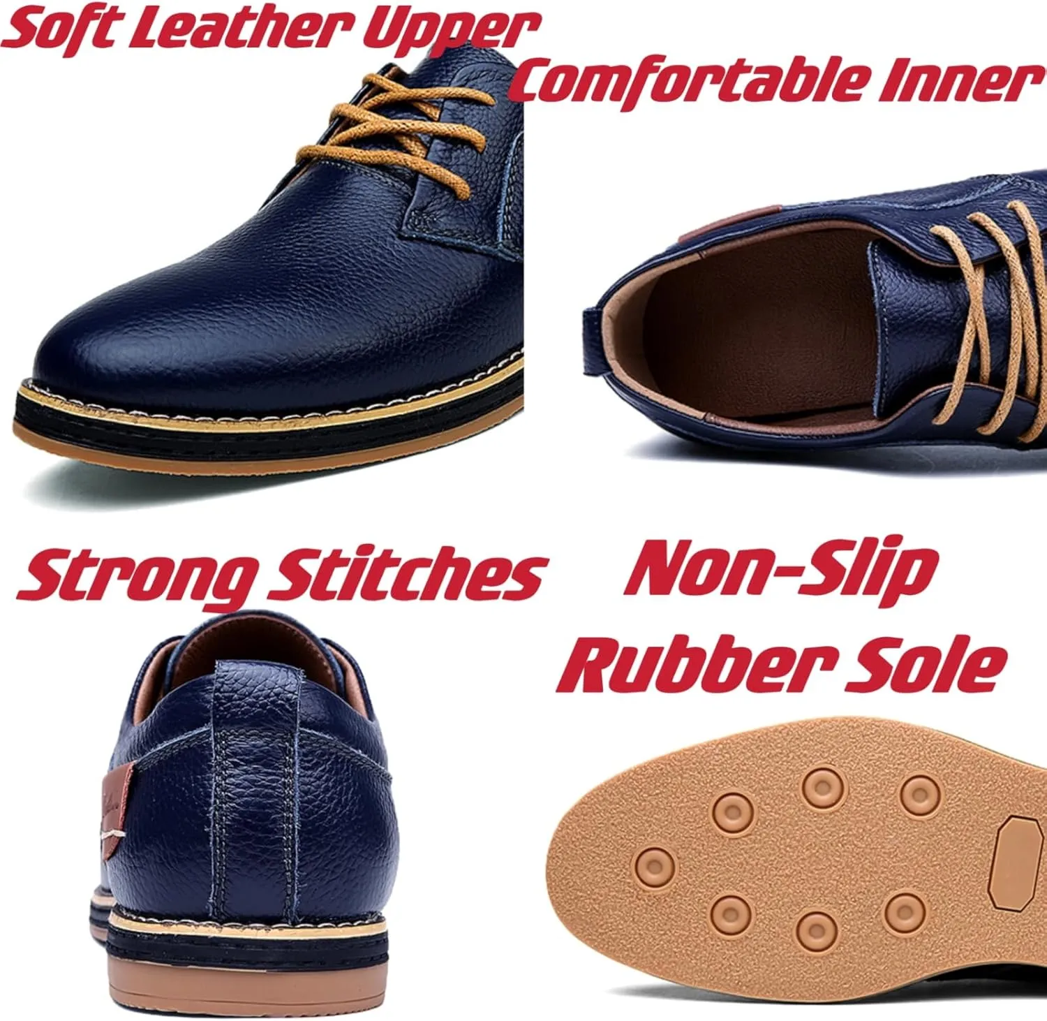 Mens Genuine Leather Lace Up Oxfords Classic Wing Tips Dress Shoes Casual Luxury Business Work Office Retro Derby Shoes
