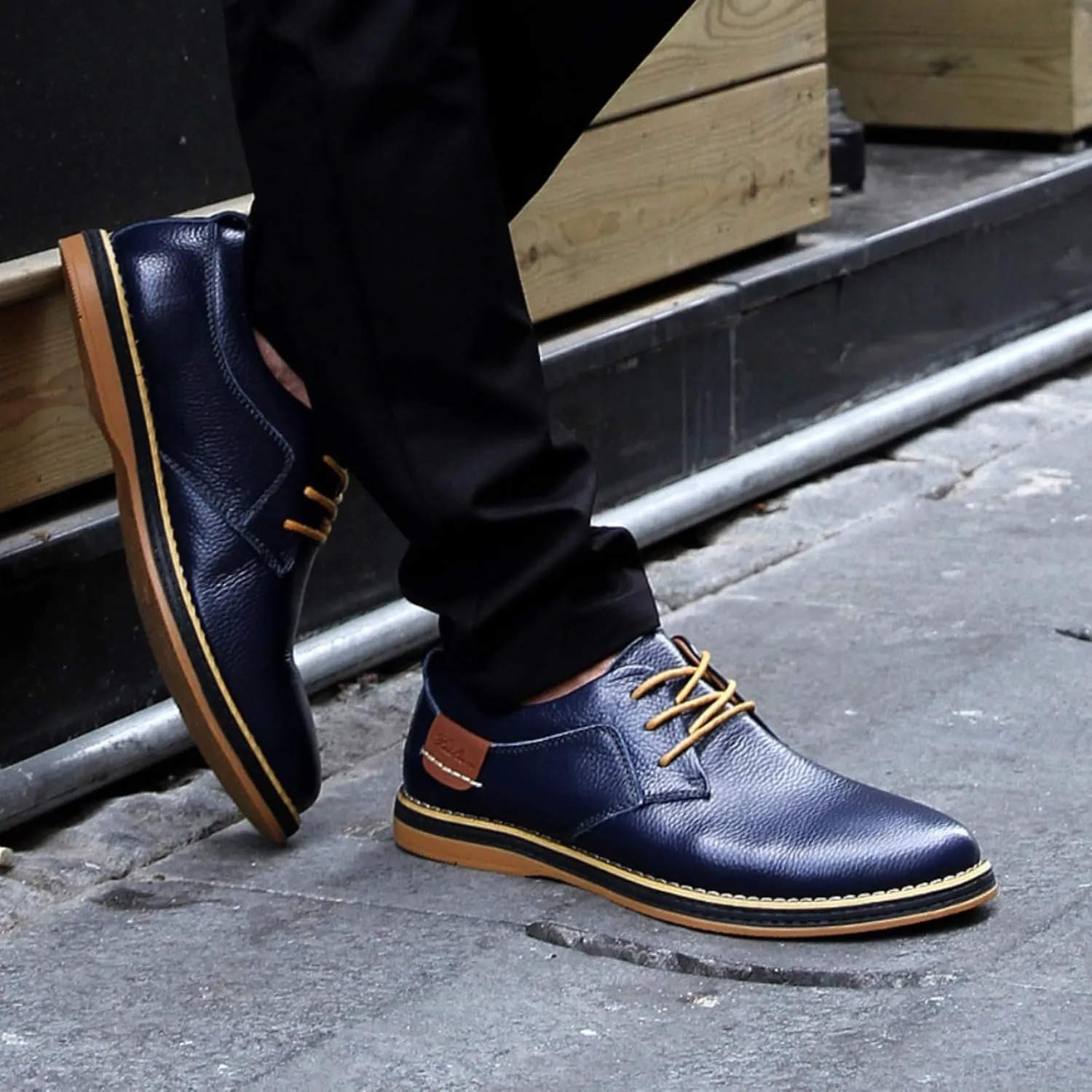 Mens Genuine Leather Lace Up Oxfords Classic Wing Tips Dress Shoes Casual Luxury Business Work Office Retro Derby Shoes