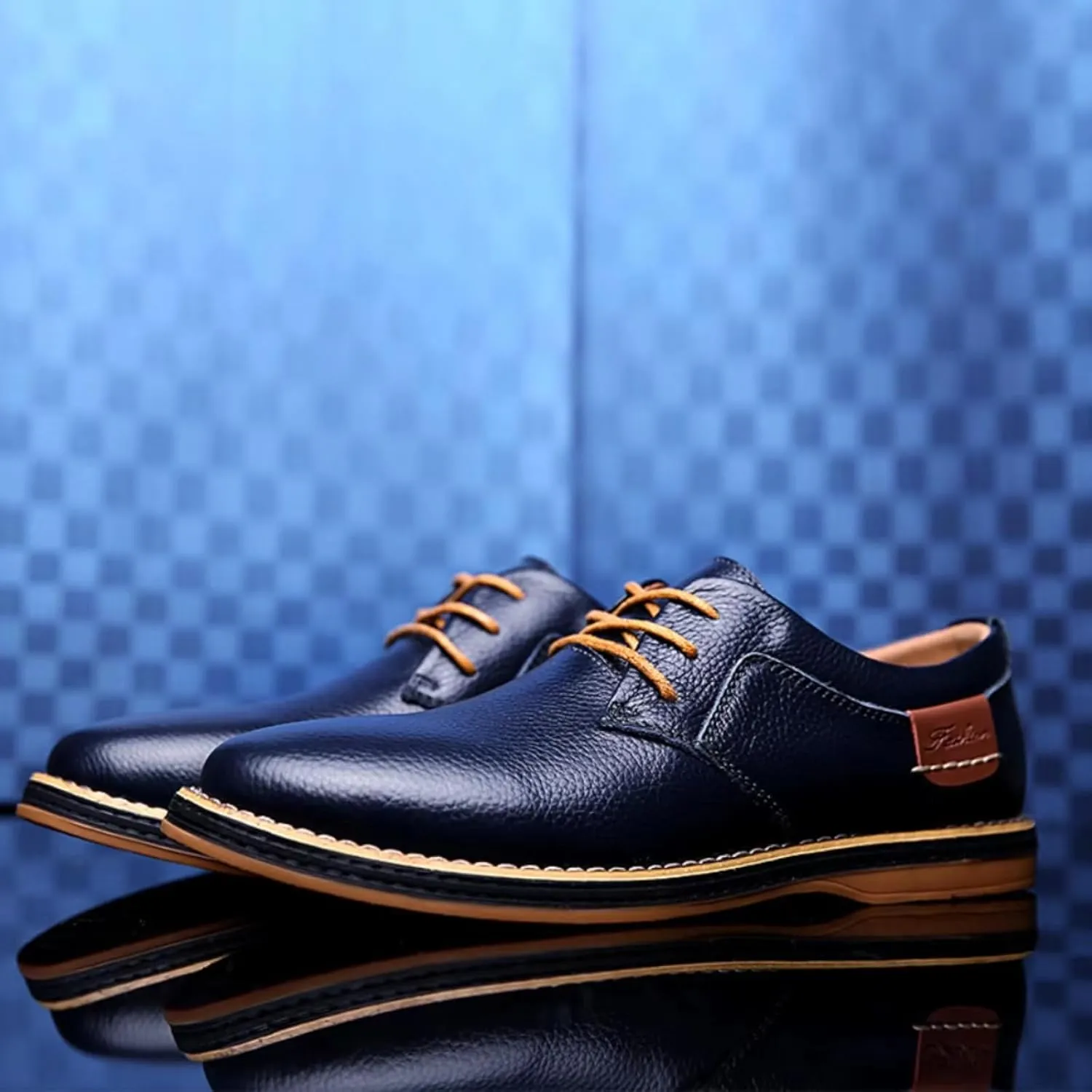 Mens Genuine Leather Lace Up Oxfords Classic Wing Tips Dress Shoes Casual Luxury Business Work Office Retro Derby Shoes