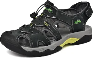 Men's Hiking Sandals Outdoor Sport Closed Toe Leather Walking Sandal Waterproof Non-Slip Casual Sandals Water Shoes