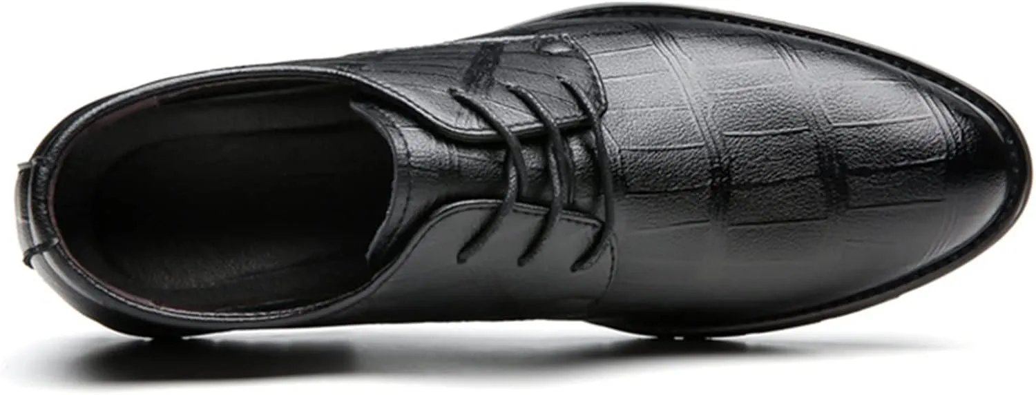 Mens Lace Up Derby Shoes Pointed Toe Leather Shoes for Men Business Formal Dress