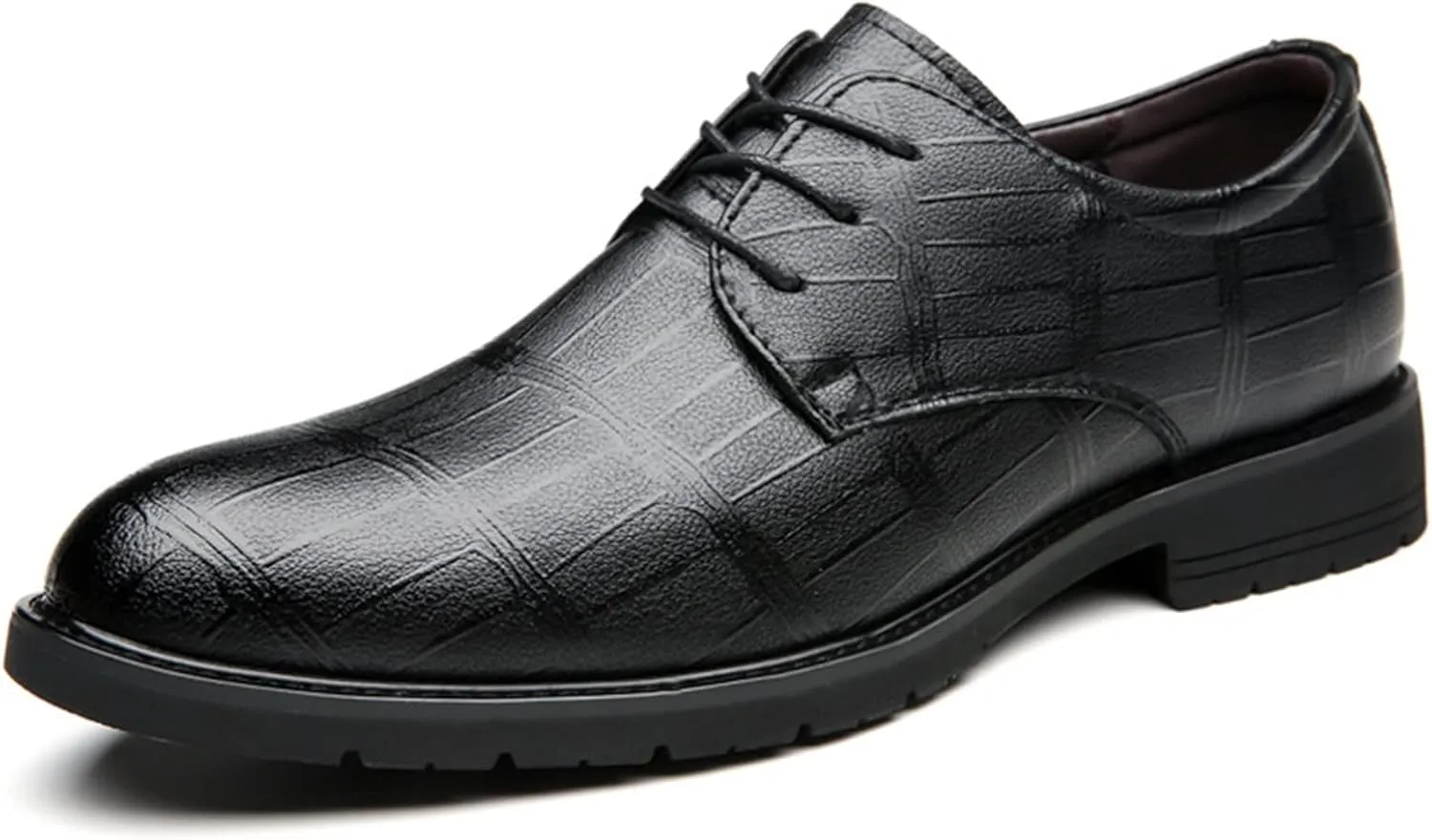 Mens Lace Up Derby Shoes Pointed Toe Leather Shoes for Men Business Formal Dress