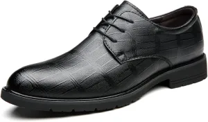 Mens Lace Up Derby Shoes Pointed Toe Leather Shoes for Men Business Formal Dress