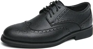 Men's Leather Round Toe Wingtip Business Brogue Oxford Shoes Lace Up Retro Fashion Derby Shoes Comfortable Soft Office Prom Evening Wedding Shoes