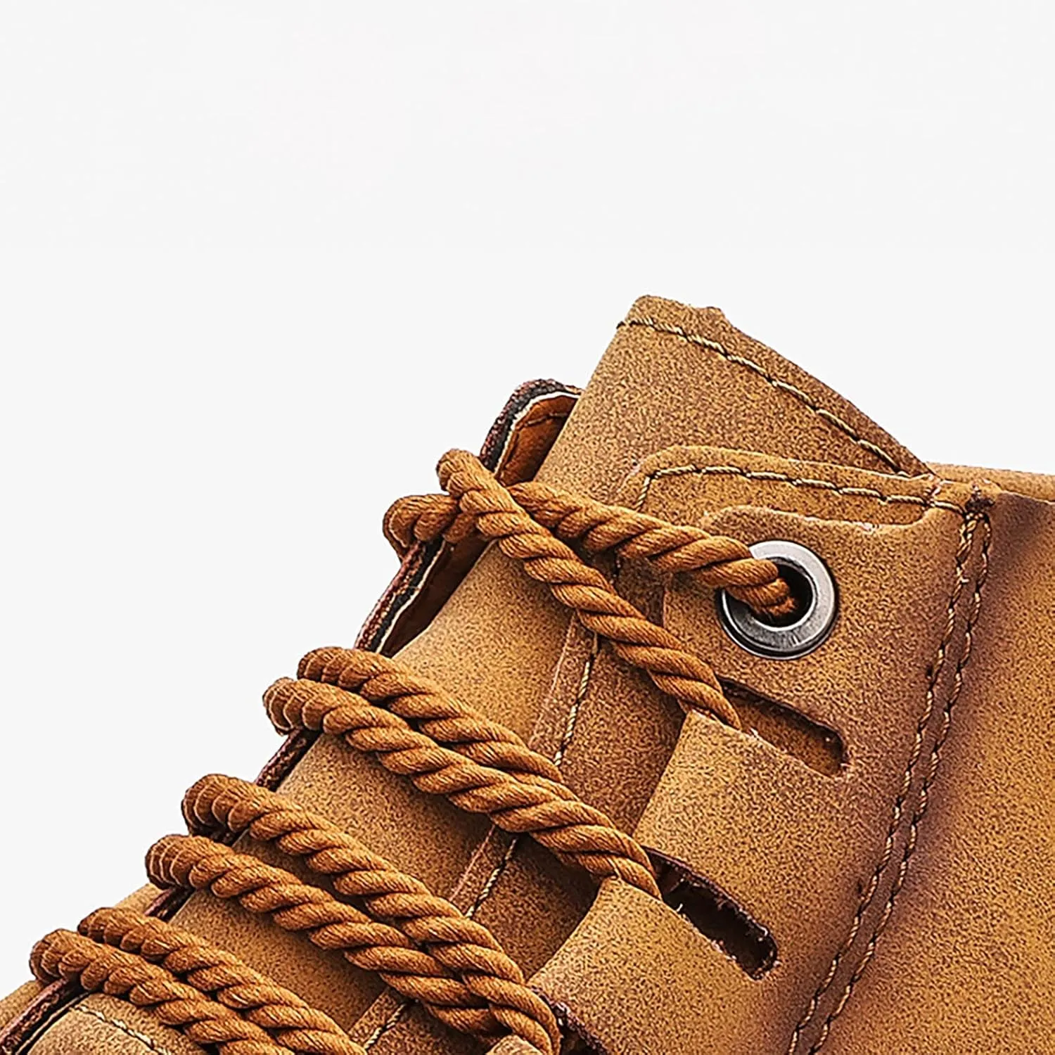 Mens PU Ankle Chukka Boots Casual Shoes Loafers Flat Shoes Vintage Stitching Comfort Soft Breathable Lace-up Lightweight Fashionable Flats Shoes