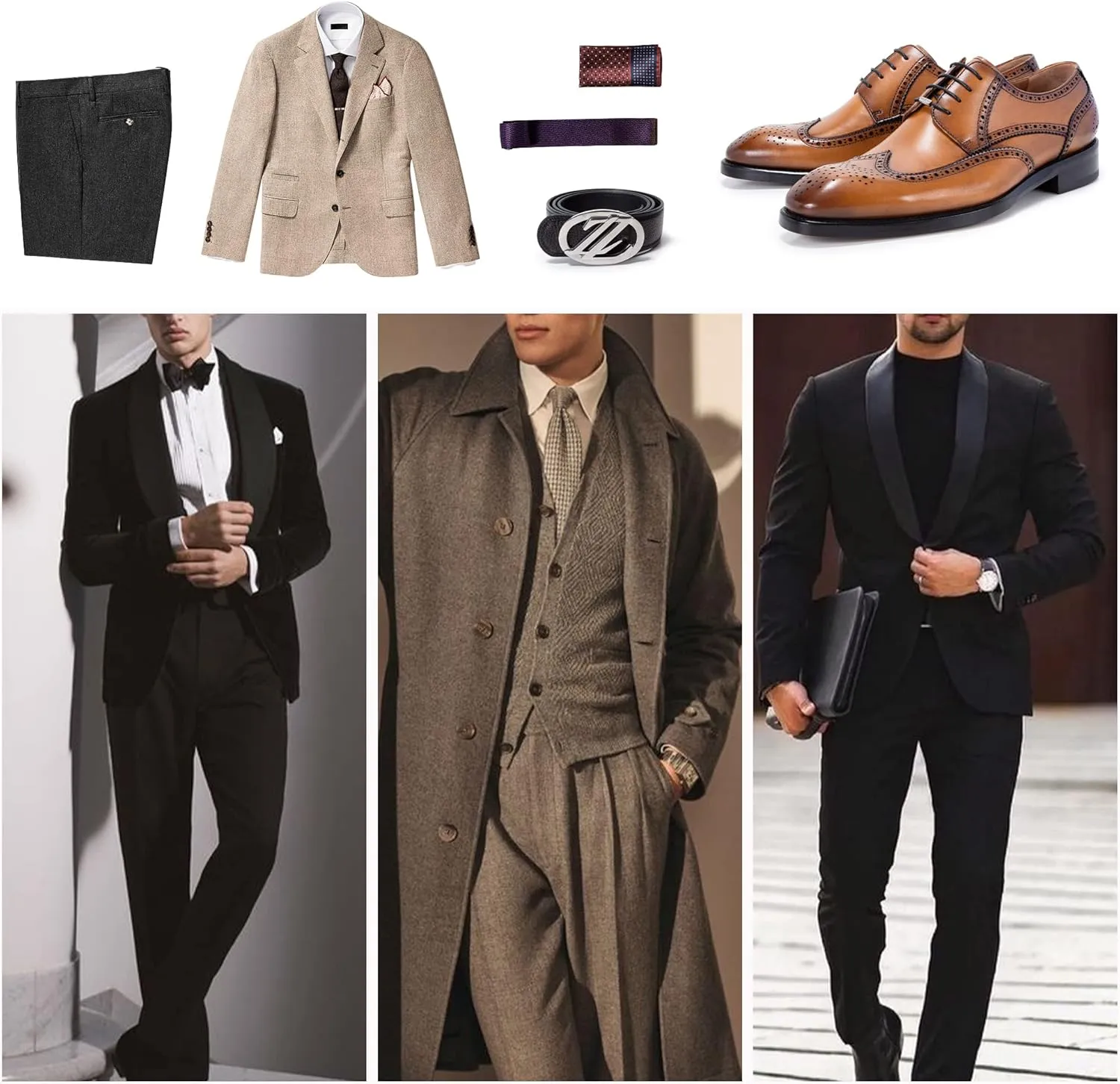 Men's Round Toe Dress Oxfords Shoes Brogue Genuine Leather Lace-Up Oxford Derby Shoes