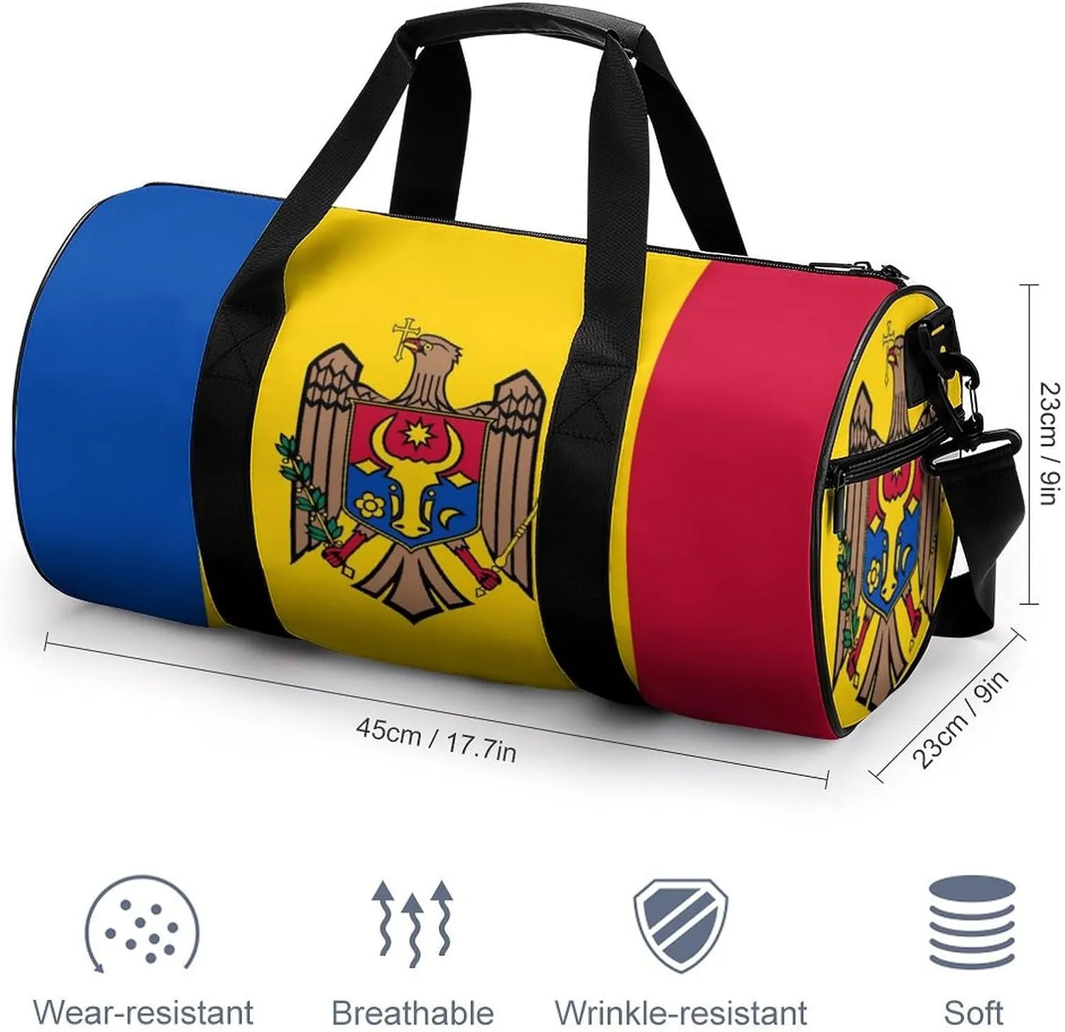 Moldova Flag Travel Gym Duffel Bag for Women Men Dry Wet Separation Carry On Weekender