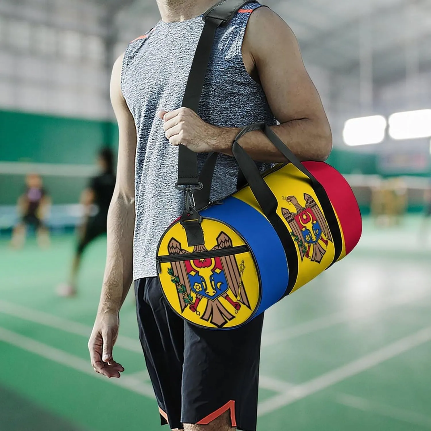 Moldova Flag Travel Gym Duffel Bag for Women Men Dry Wet Separation Carry On Weekender