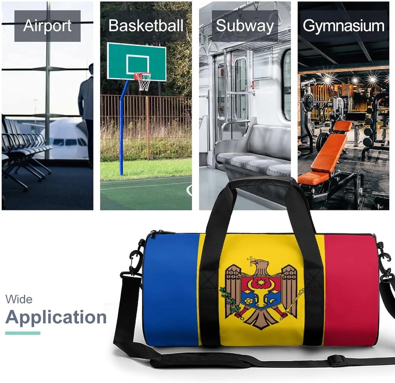 Moldova Flag Travel Gym Duffel Bag for Women Men Dry Wet Separation Carry On Weekender