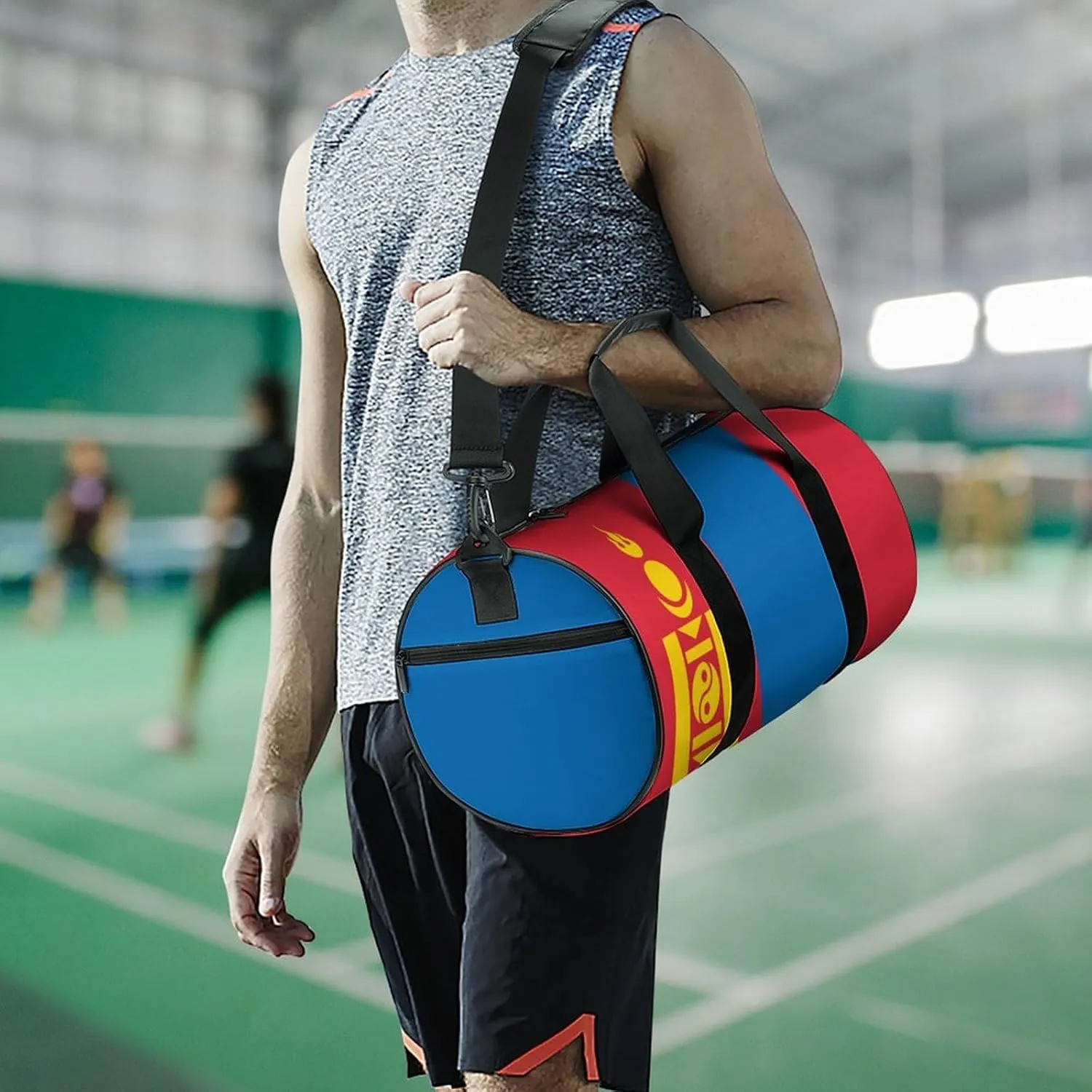 Mongolia Flag Waterproof Sports Duffel Bag Dry Wet Separation for Gym Beach Travel