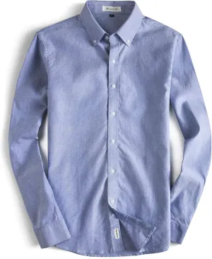 MUSE FATH Men's Oxford Dress Shirt-Cotton Casual Regular Fit Long Sleeve Shirt