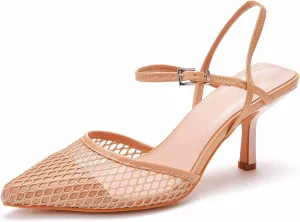 MYFSPORTS Wedding Shoes High Heels 7Cm Mesh Breathable Shallow Mouth Pointed Toe Sandals Thin Heel Hollow Wedding High Heel Sandals
