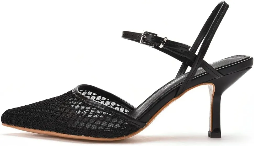 MYFSPORTS Wedding Shoes High Heels 7Cm Mesh Breathable Shallow Mouth Pointed Toe Sandals Thin Heel Hollow Wedding High Heel Sandals