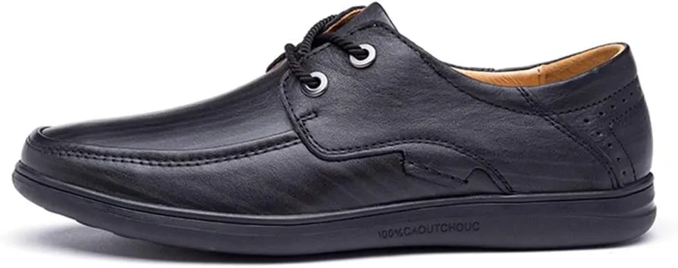 New Formal Oxford Shoes for Men Lace Up Round Apron Toe Derby Shoes Cowhide Low Top Block Heel Rubber Sole Prom