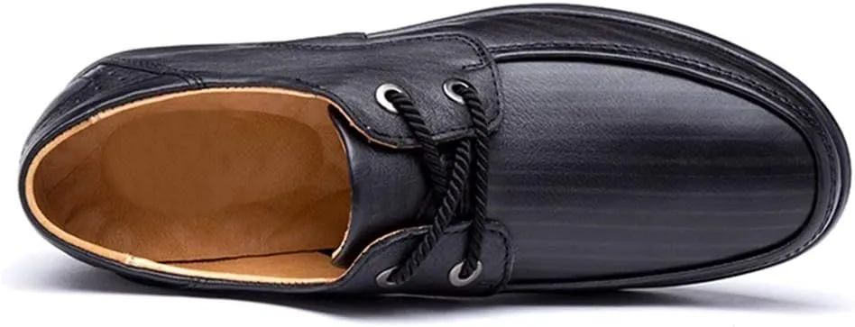 New Formal Oxford Shoes for Men Lace Up Round Apron Toe Derby Shoes Cowhide Low Top Block Heel Rubber Sole Prom
