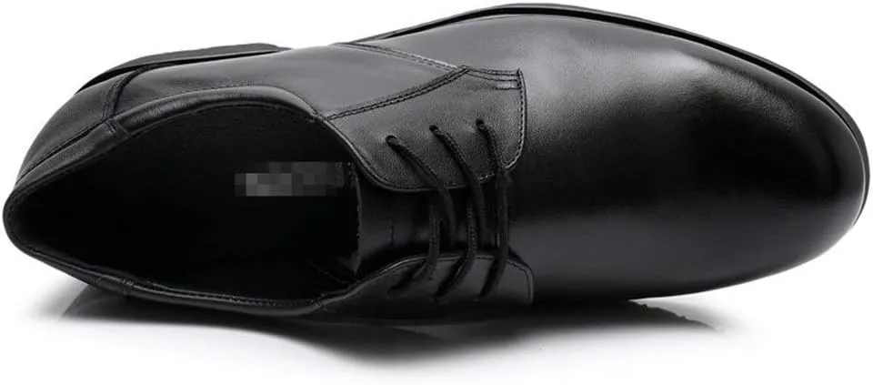 New Formal Shoes for Men Lace Up Round Toe Derby Shoes Cowhide Block Heel Low Top Anti-Slip Wedding
