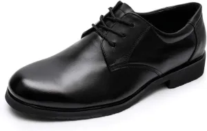 New Formal Shoes for Men Lace Up Round Toe Derby Shoes Cowhide Block Heel Low Top Anti-Slip Wedding