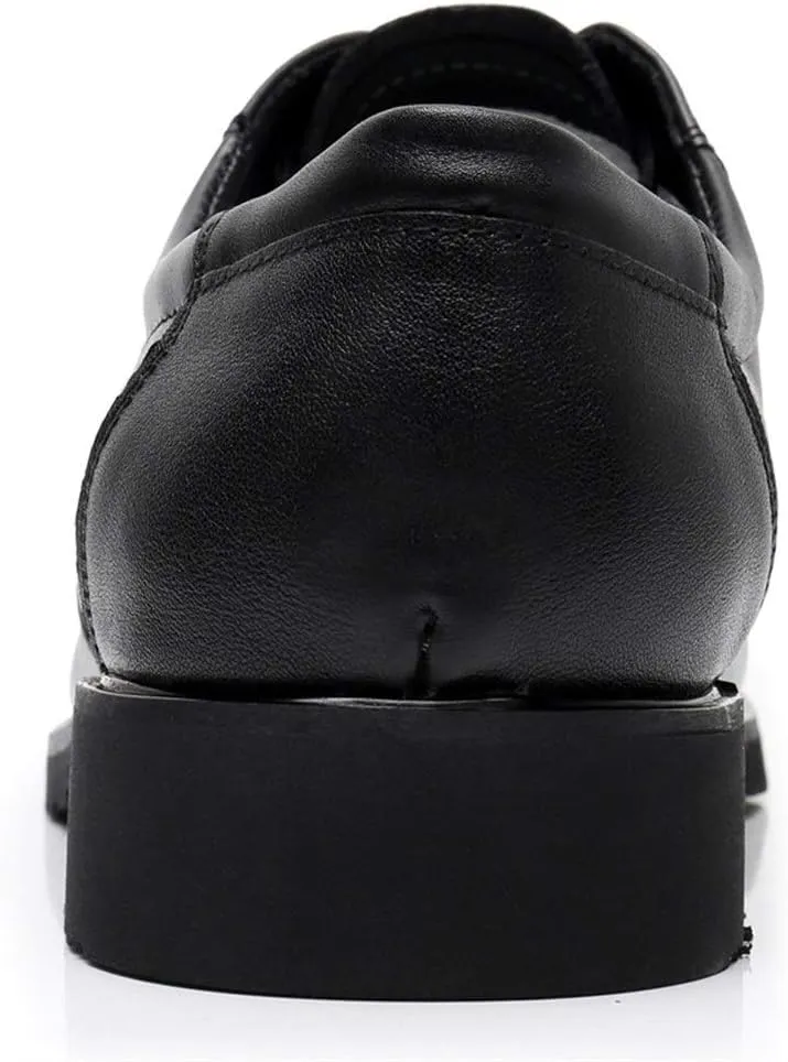 New Formal Shoes for Men Lace Up Round Toe Derby Shoes Cowhide Block Heel Low Top Anti-Slip Wedding