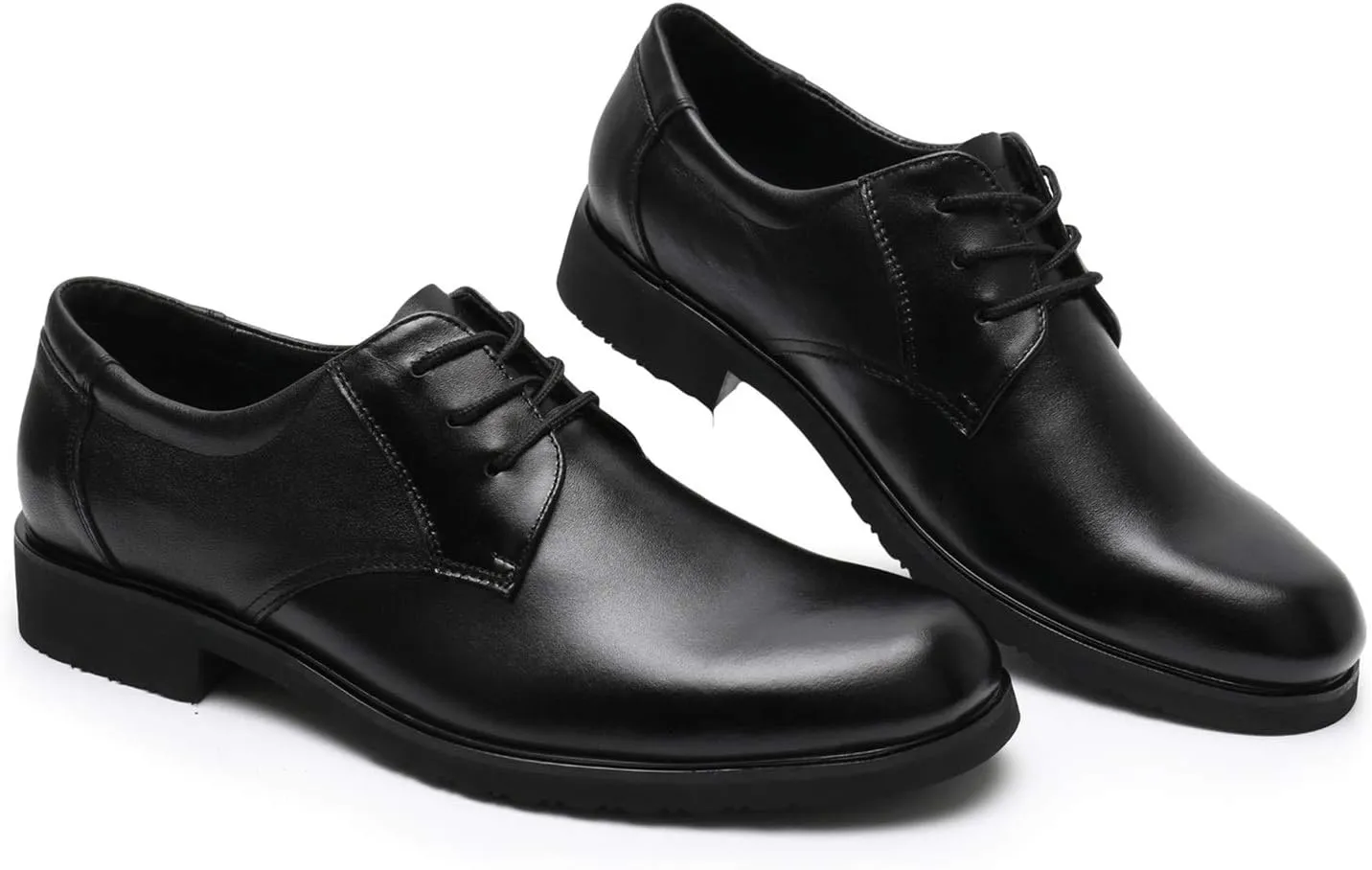 New Formal Shoes for Men Lace Up Round Toe Derby Shoes Cowhide Block Heel Low Top Anti-Slip Wedding