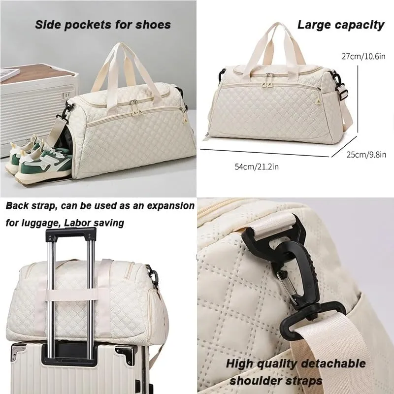 New Oxford Travel Duffel Bag for Men Women Waterproof Sports Tote Gym Shoulder Weekender Overnight Bags Large Capacity Tote Bags(Khaki)